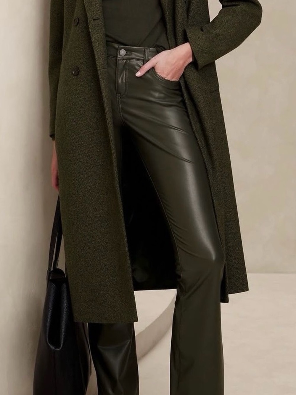 Olive Green Unlined Trench Coat - Picture 5 of 9